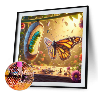 Cocoon Butterfly - Full Round Drill Diamond Painting 40*40CM