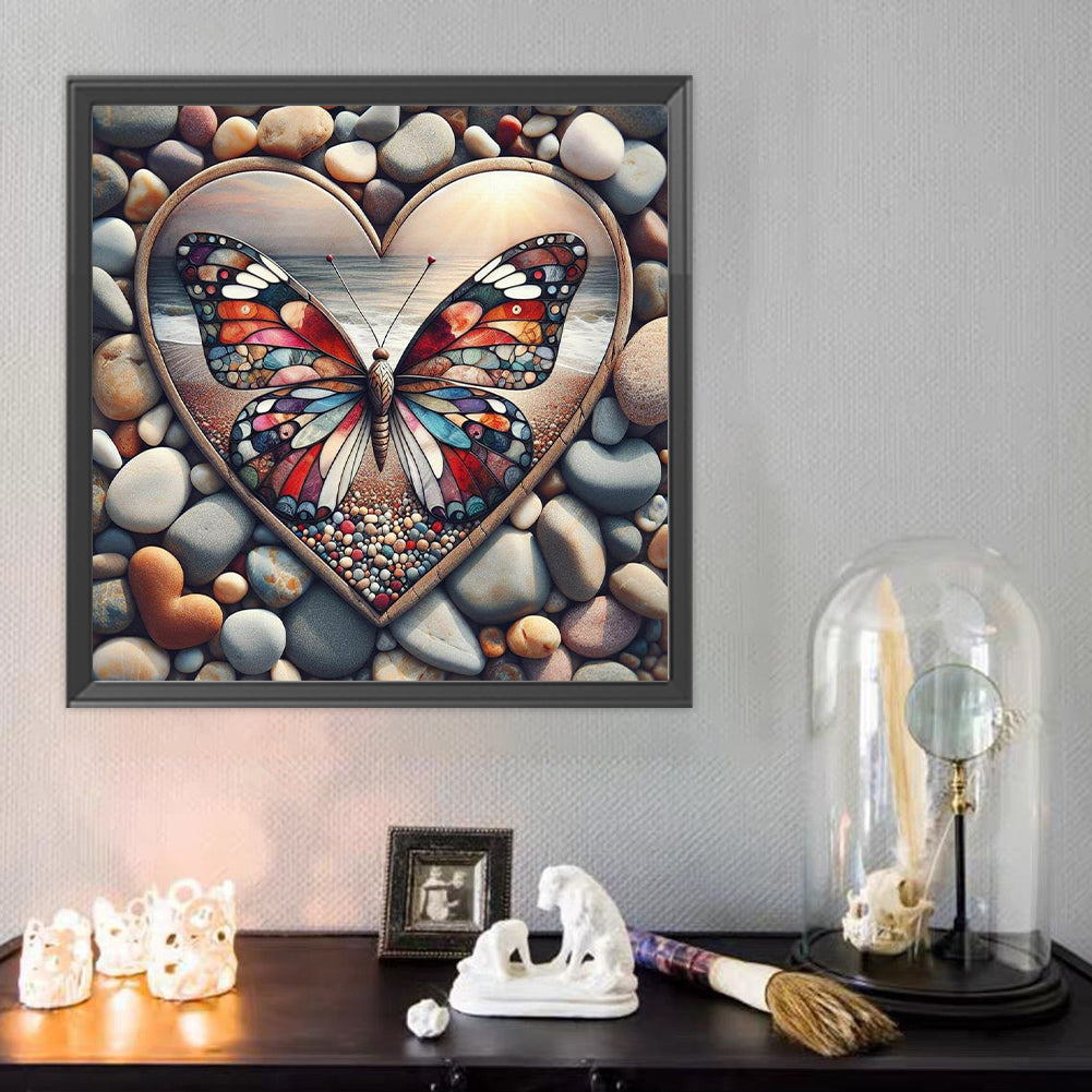 Pebble Butterfly - Full Round Drill Diamond Painting 40*40CM