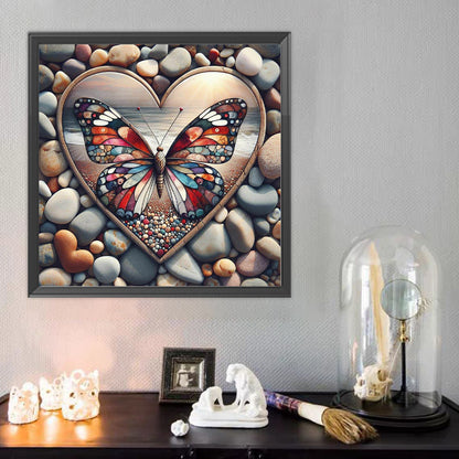 Pebble Butterfly - Full Round Drill Diamond Painting 40*40CM