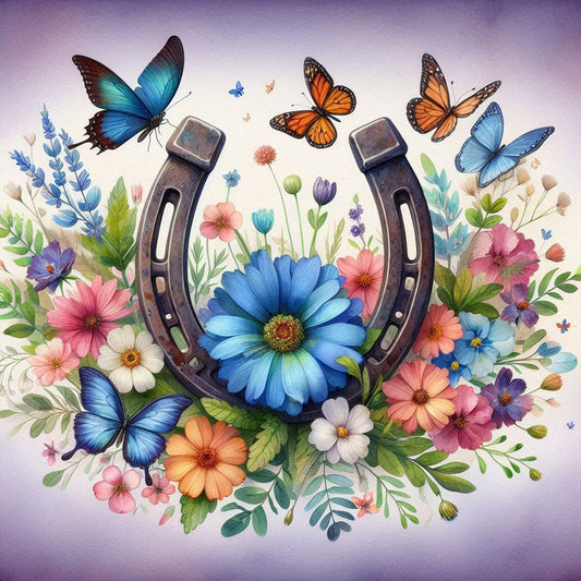 Butterfly Blue Daisy - Full Round Drill Diamond Painting 40*40CM