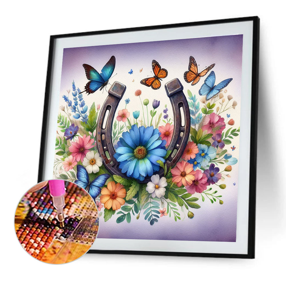 Butterfly Blue Daisy - Full Round Drill Diamond Painting 40*40CM