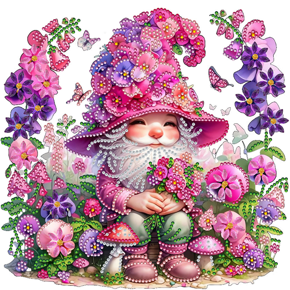 Flower And Gnome - Special Shaped Drill Diamond Painting 30*30CM