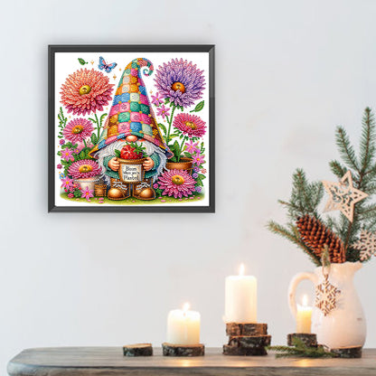 Flower And Gnome - Special Shaped Drill Diamond Painting 30*30CM
