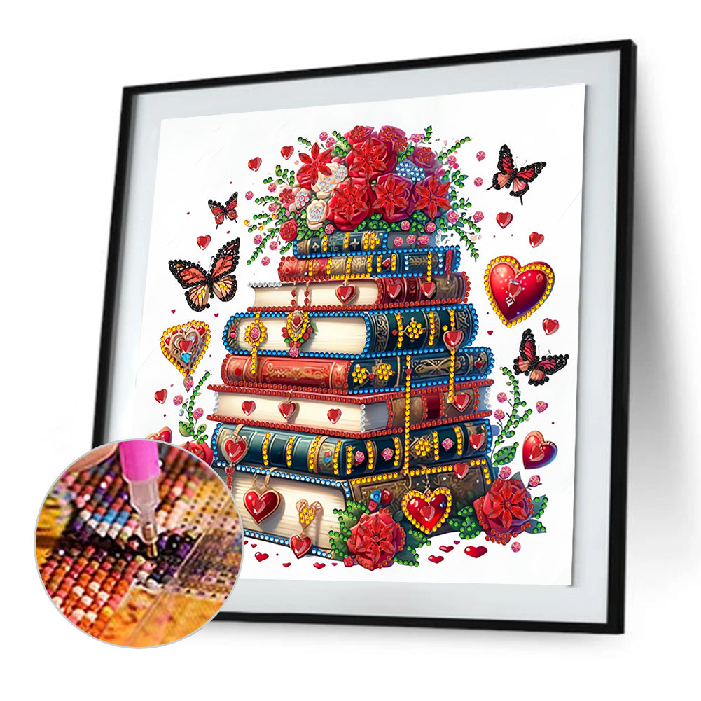 Red Rose Book - Special Shaped Drill Diamond Painting 30*30CM