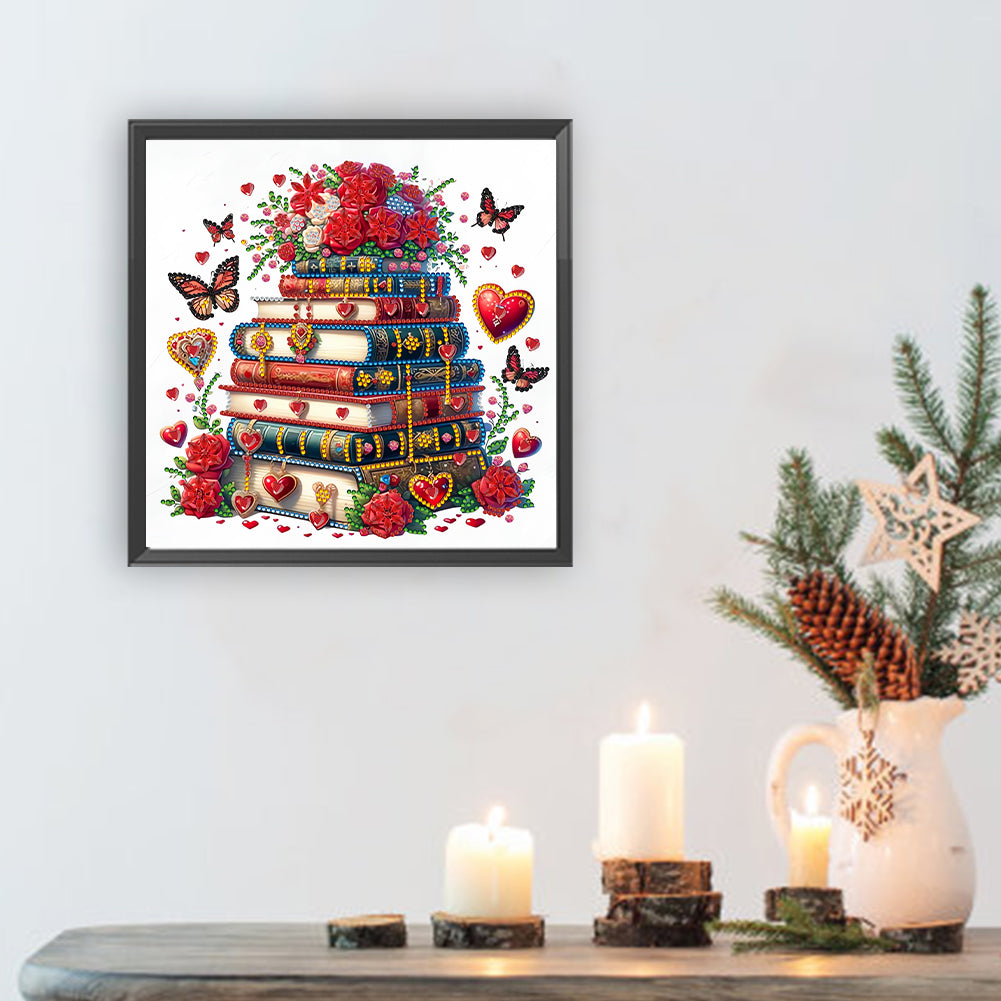 Red Rose Book - Special Shaped Drill Diamond Painting 30*30CM