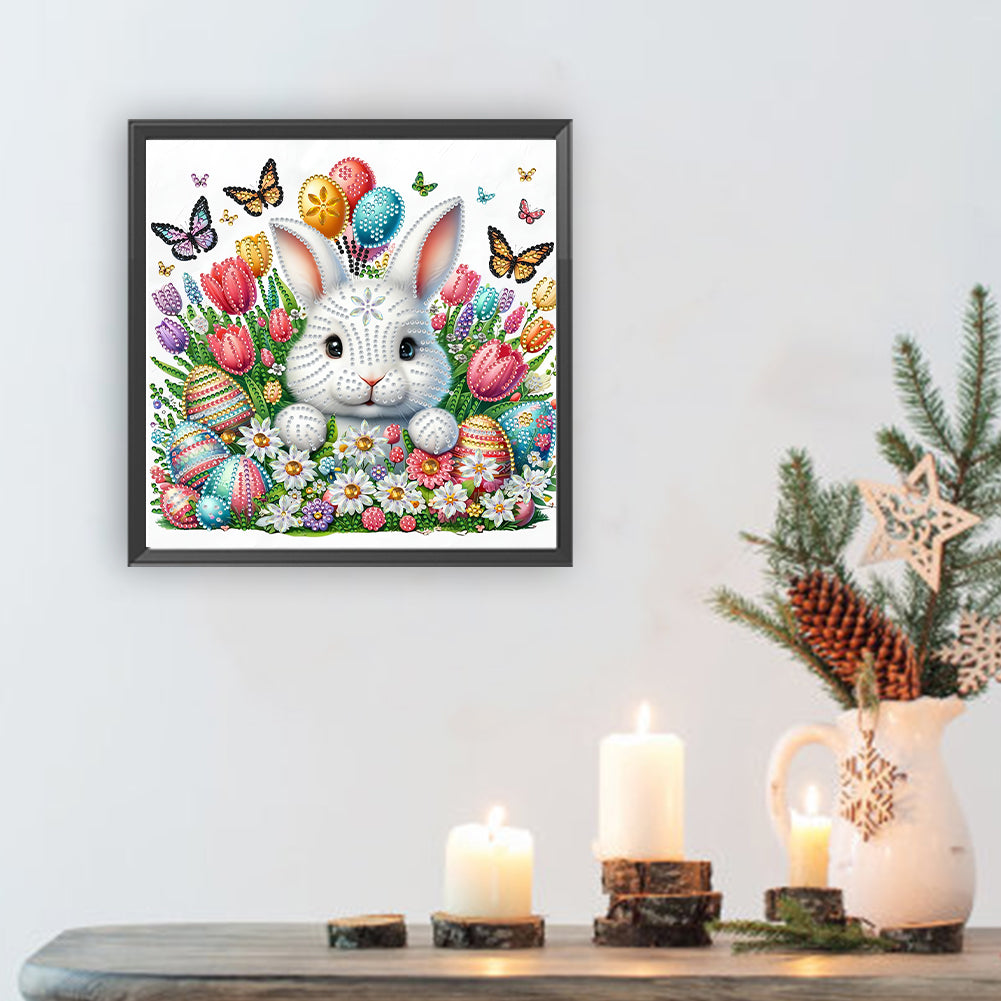 Bunny And Flower - Special Shaped Drill Diamond Painting 30*30CM
