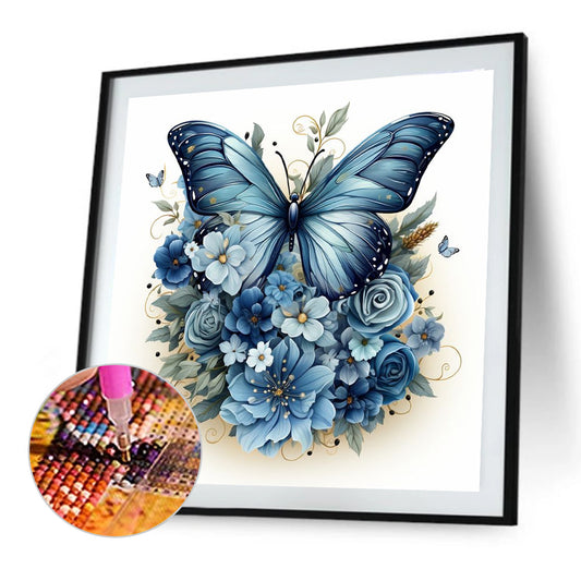Blue Butterfly - Full Round Drill Diamond Painting 40*40CM