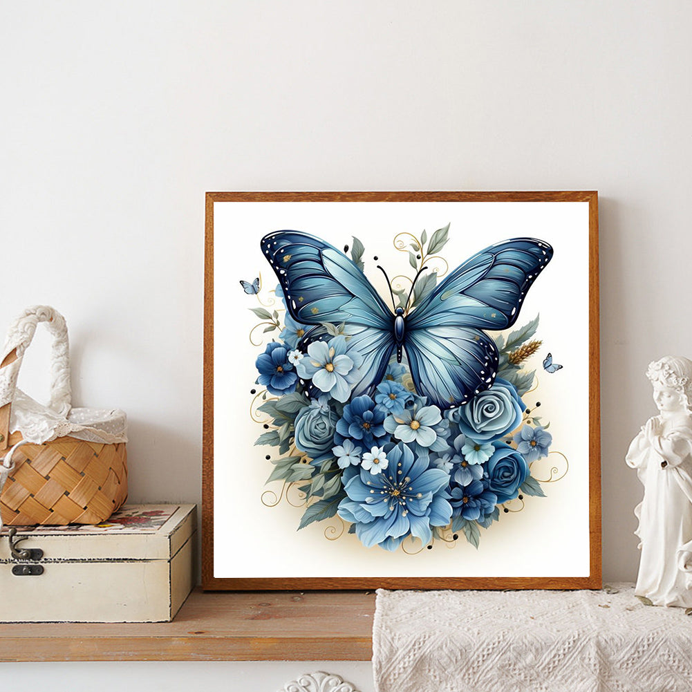 Blue Butterfly - Full Round Drill Diamond Painting 40*40CM