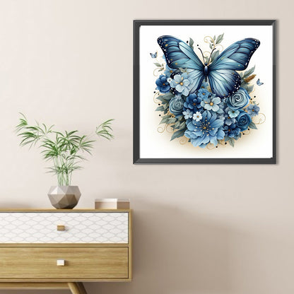 Blue Butterfly - Full Round Drill Diamond Painting 40*40CM