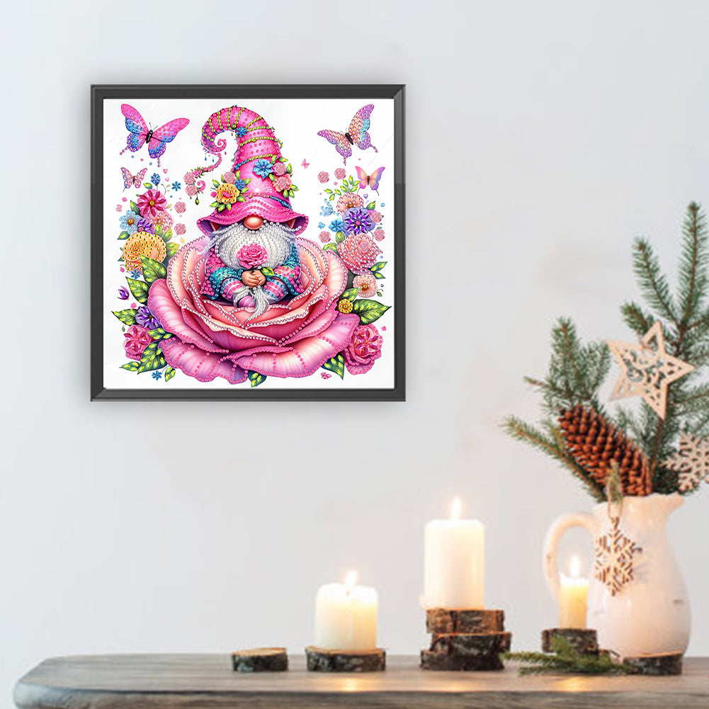 Rose And Gnome - Special Shaped Drill Diamond Painting 30*30CM