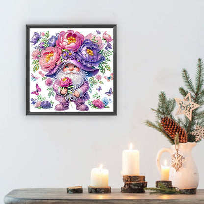 Peony And Gnome - Special Shaped Drill Diamond Painting 30*30CM