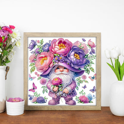 Peony And Gnome - Special Shaped Drill Diamond Painting 30*30CM