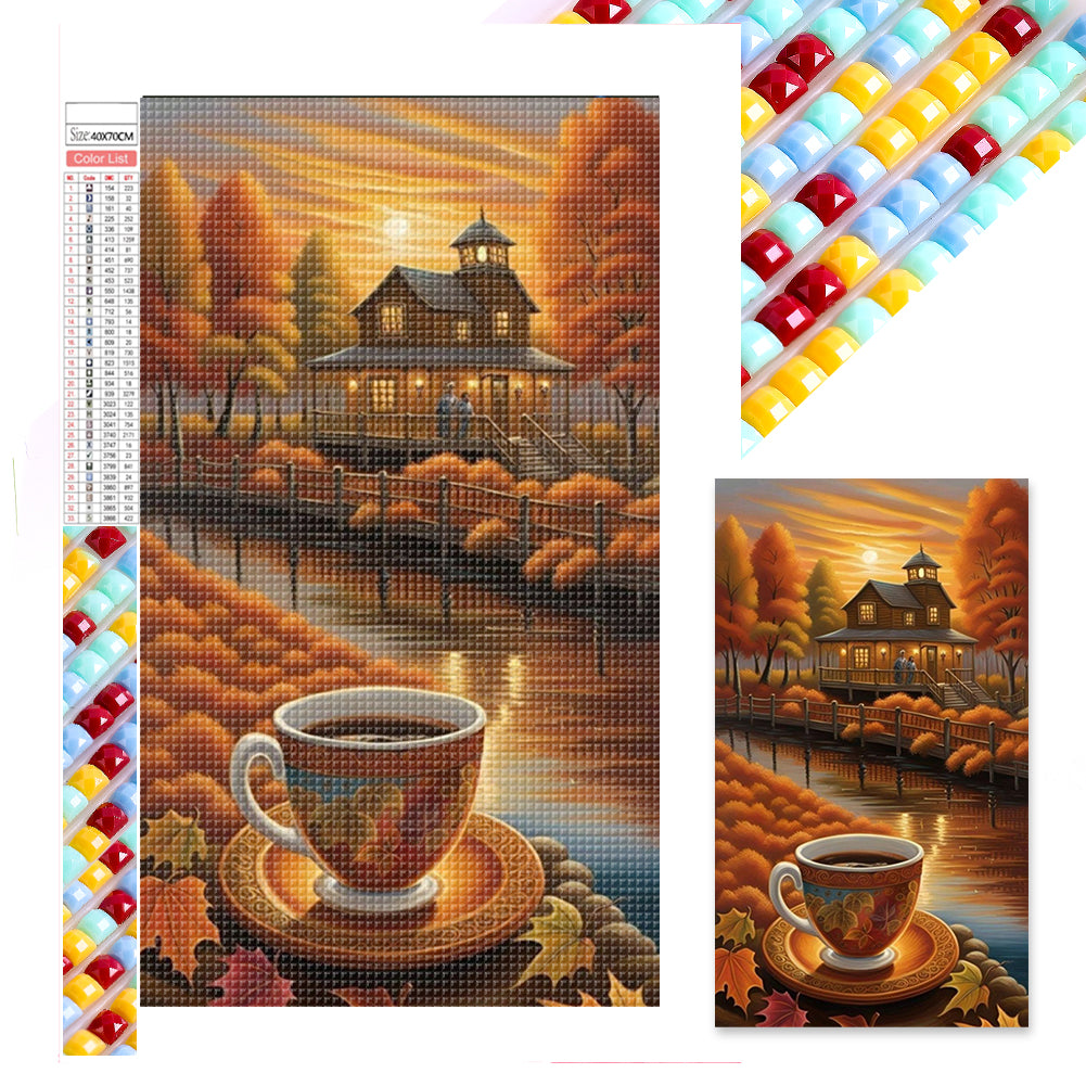 Autumn Coffee Leisure Time - Full Square Drill Diamond Painting 40*70CM