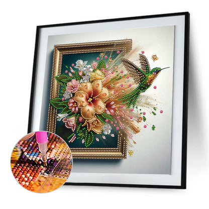 Hummingbird Escapes The Frame - Special Shaped Drill Diamond Painting 30*30CM