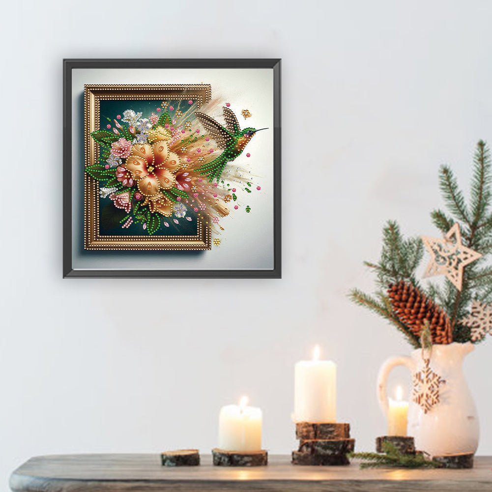 Hummingbird Escapes The Frame - Special Shaped Drill Diamond Painting 30*30CM