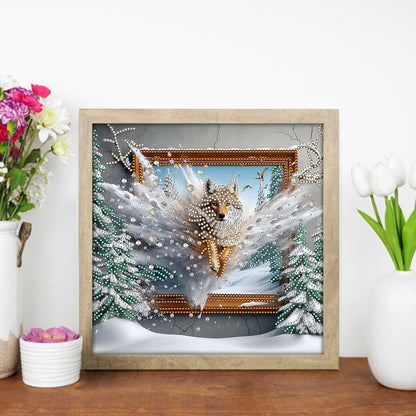 Wolf Escapes The Frame - Special Shaped Drill Diamond Painting 30*30CM