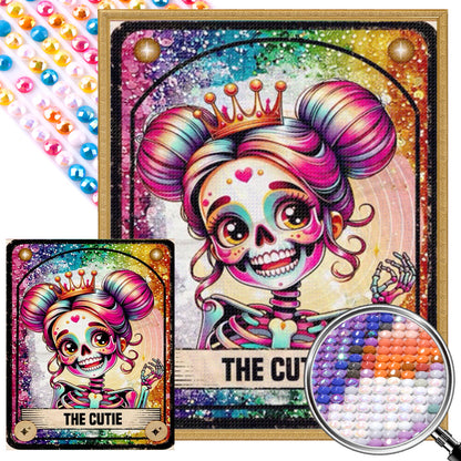 Cute Skull Girl - Full AB Round Drill Diamond Painting 40*50CM