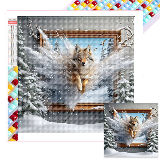 Wolf Escapes The Frame - Full Square Drill Diamond Painting 40*40CM