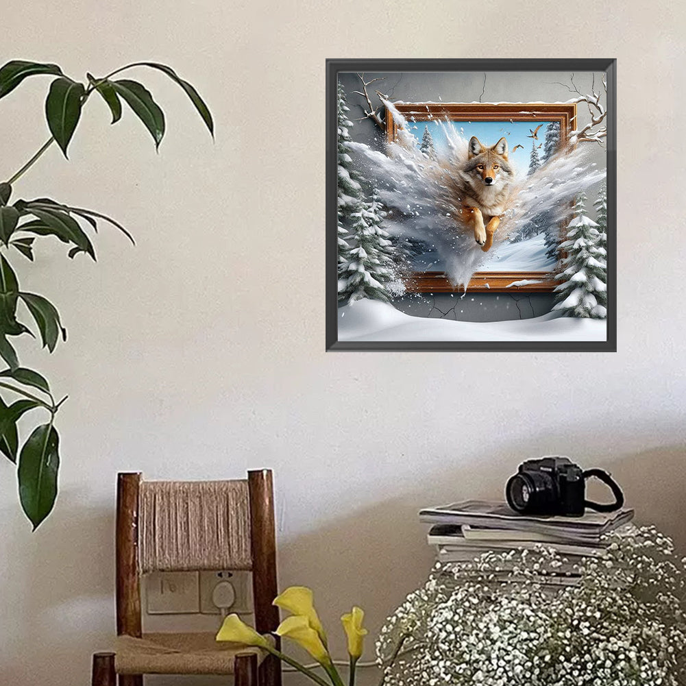 Wolf Escapes The Frame - Full Square Drill Diamond Painting 40*40CM