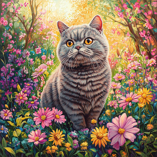 Cat In The Bush - Full Round Drill Diamond Painting 30*30CM