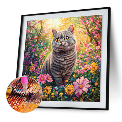 Cat In The Bush - Full Round Drill Diamond Painting 30*30CM