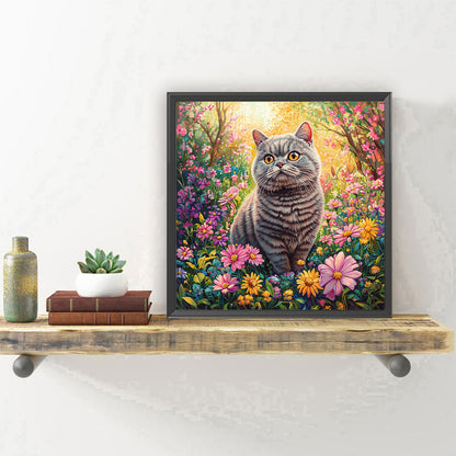 Cat In The Bush - Full Round Drill Diamond Painting 30*30CM