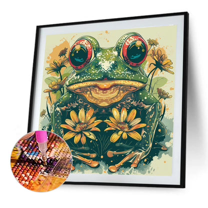 Frog With Flowers - Full Round Drill Diamond Painting 30*30CM