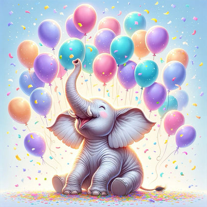 Balloon Elephant - Full Round Drill Diamond Painting 30*30CM