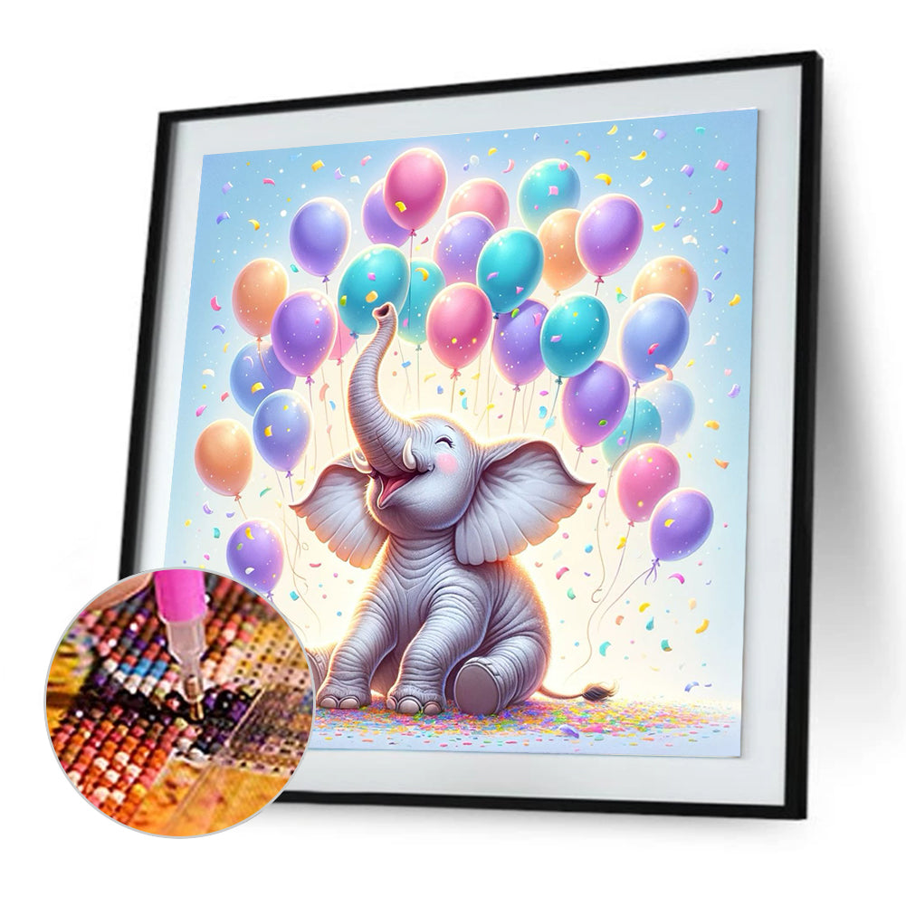 Balloon Elephant - Full Round Drill Diamond Painting 30*30CM