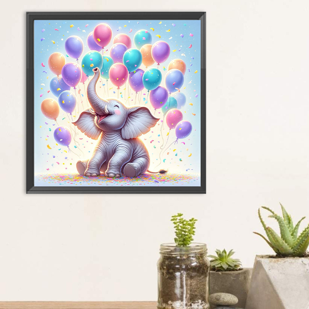 Balloon Elephant - Full Round Drill Diamond Painting 30*30CM