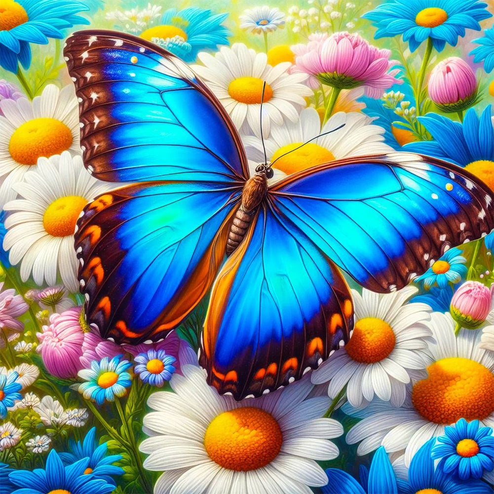 Daisy Butterfly - Full Round Drill Diamond Painting 30*30CM