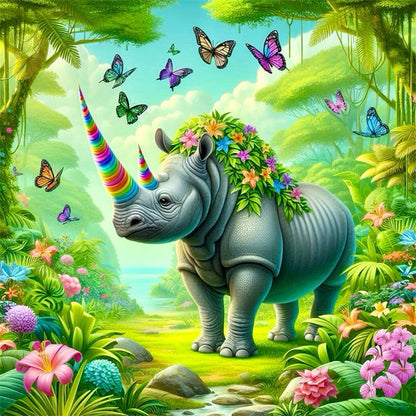 Forest Rhino - Full Round Drill Diamond Painting 30*30CM