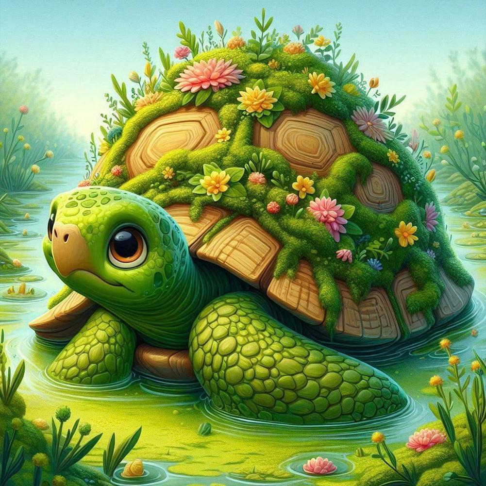 Turtle In The Bush - Full Round Drill Diamond Painting 30*30CM