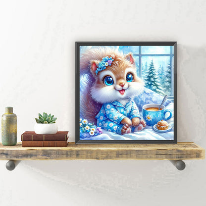 Coffee Squirrel - Full Round Drill Diamond Painting 30*30CM