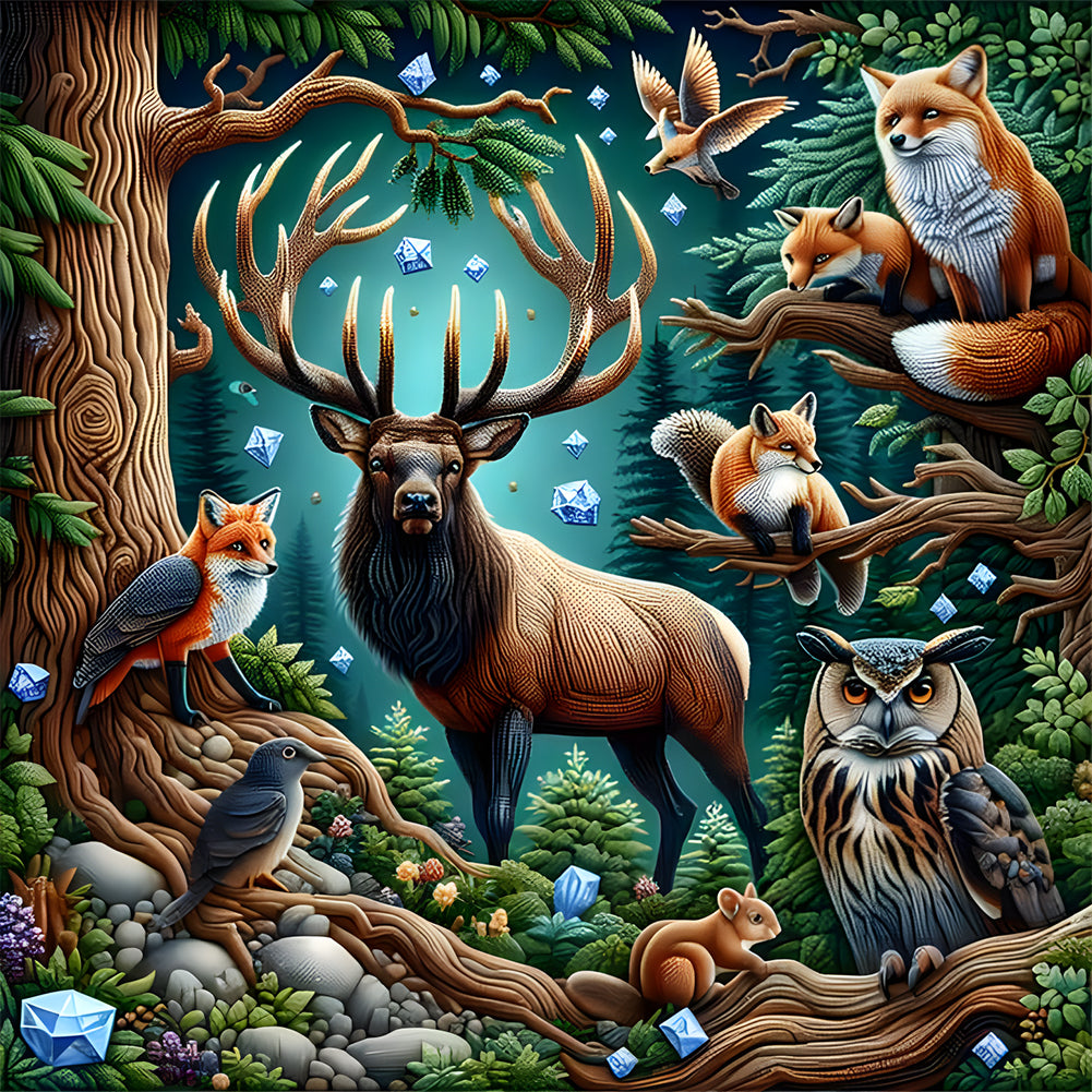 Reindeer Animal World - Full Round Drill Diamond Painting 40*40CM