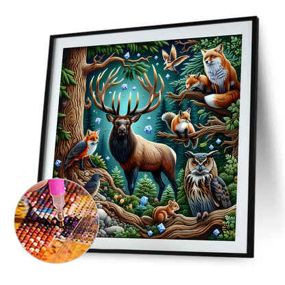 Reindeer Animal World - Full Round Drill Diamond Painting 40*40CM