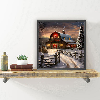 Snowy House - Full Round Drill Diamond Painting 30*30CM