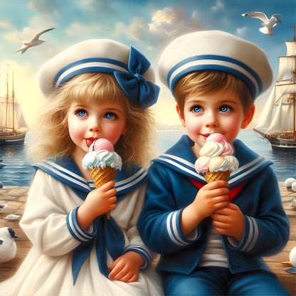 Navy Kids - Full Round Drill Diamond Painting 30*30CM