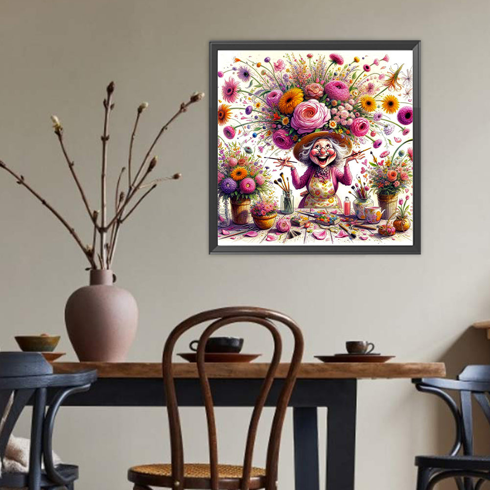 Happy People And Flowers - Full Round Drill Diamond Painting 40*40CM