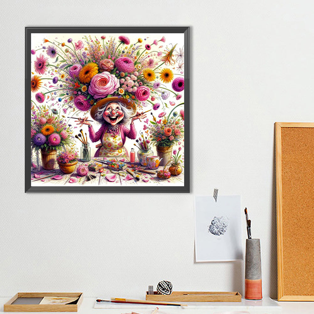 Happy People And Flowers - Full Round Drill Diamond Painting 40*40CM