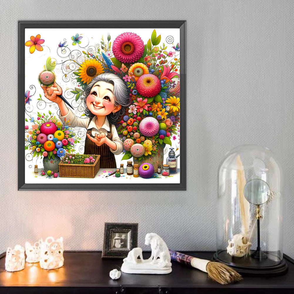 Happy People And Flowers - Full Round Drill Diamond Painting 40*40CM