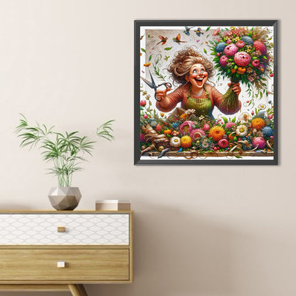 Happy People And Flowers - Full Round Drill Diamond Painting 40*40CM