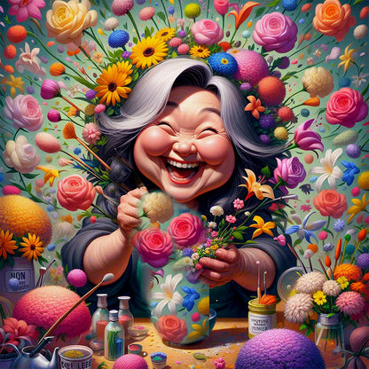 Happy People And Flowers - Full Round Drill Diamond Painting 40*40CM