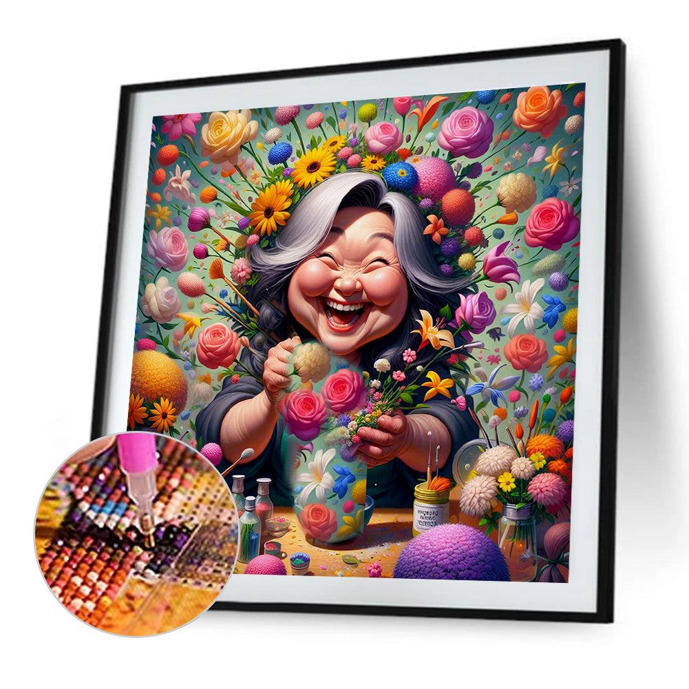 Happy People And Flowers - Full Round Drill Diamond Painting 40*40CM