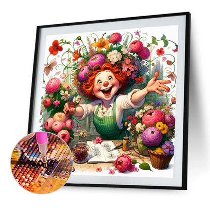 Happy People And Flowers - Full Round Drill Diamond Painting 40*40CM
