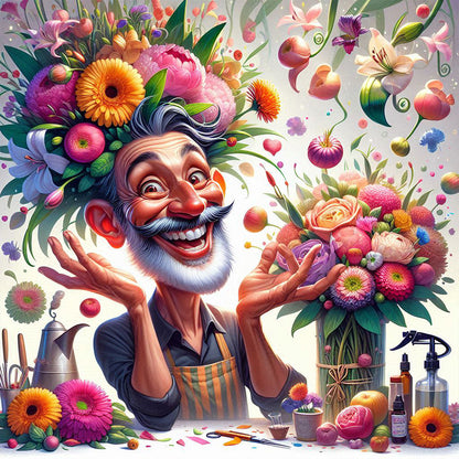 Happy People And Flowers - Full Round Drill Diamond Painting 40*40CM