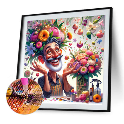 Happy People And Flowers - Full Round Drill Diamond Painting 40*40CM