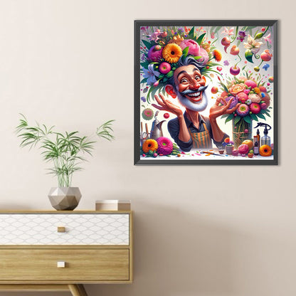 Happy People And Flowers - Full Round Drill Diamond Painting 40*40CM