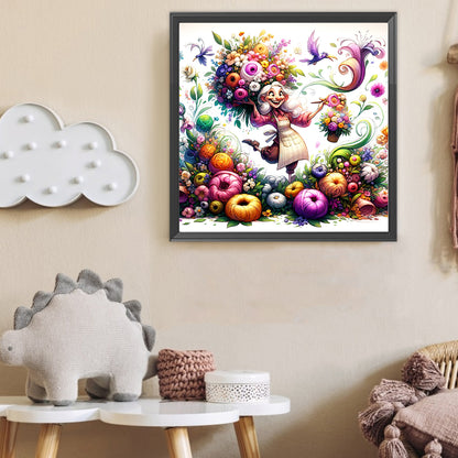 Happy People And Flowers - Full Round Drill Diamond Painting 40*40CM
