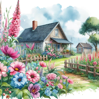 Garden Hut - Full Round Drill Diamond Painting 40*40CM